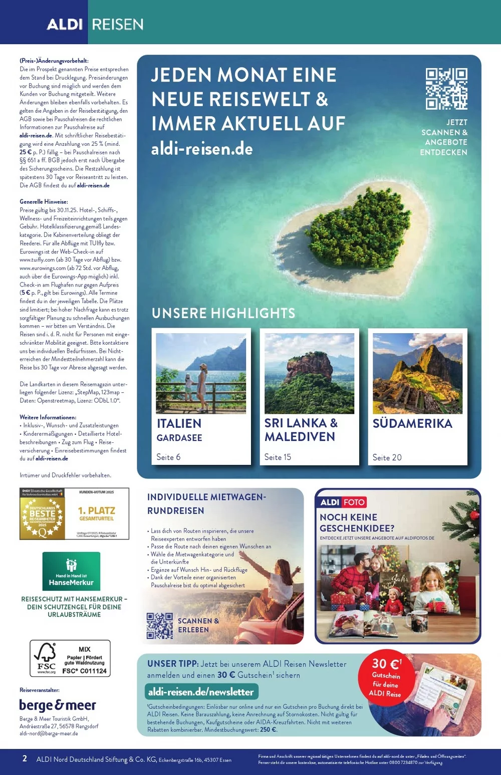 Aldi Nord Reisen Prospekt November 2025 2 aldi reisen november 2
