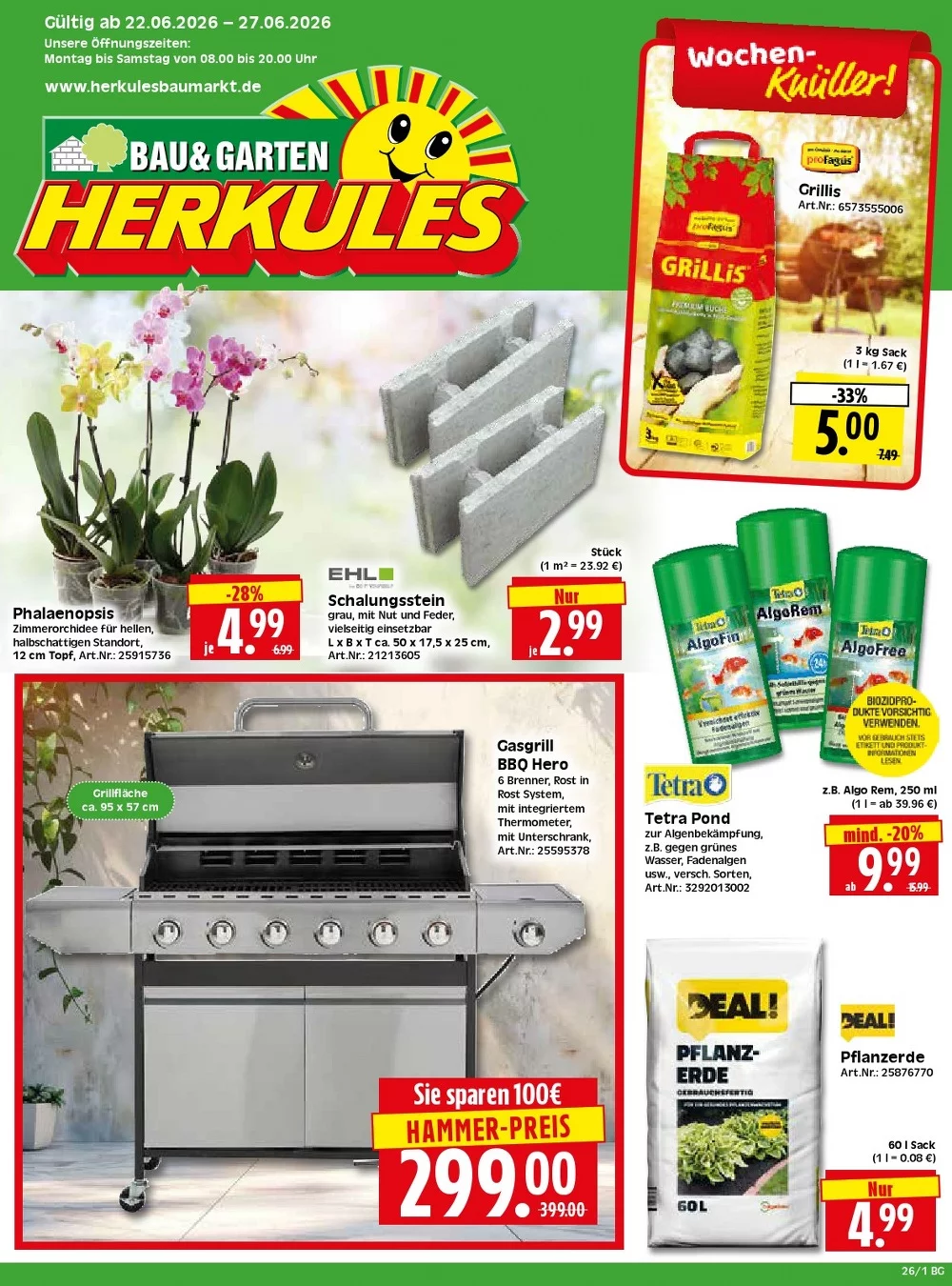 Herkules Baumarkt Prospekt 22.06.2026 bis 27.06.2026 1 herkules baumarkt prospekt kw-26