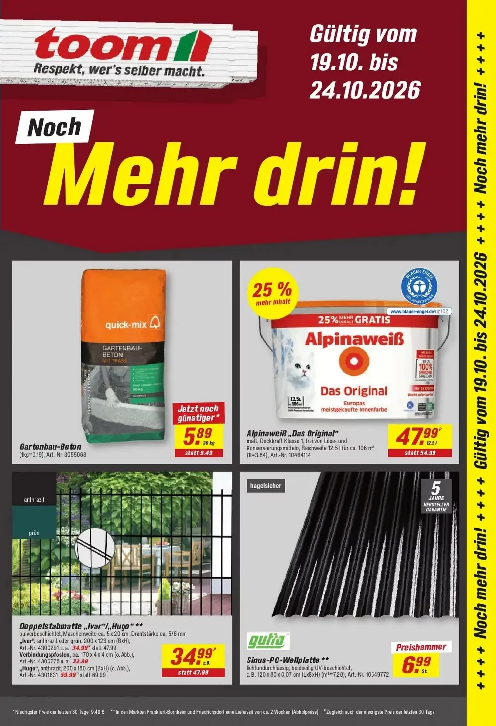 Toom Baumarkt Prospekt 19.10.2026 bis 24.10.2026 1 toom baumarkt prospekt kw-43