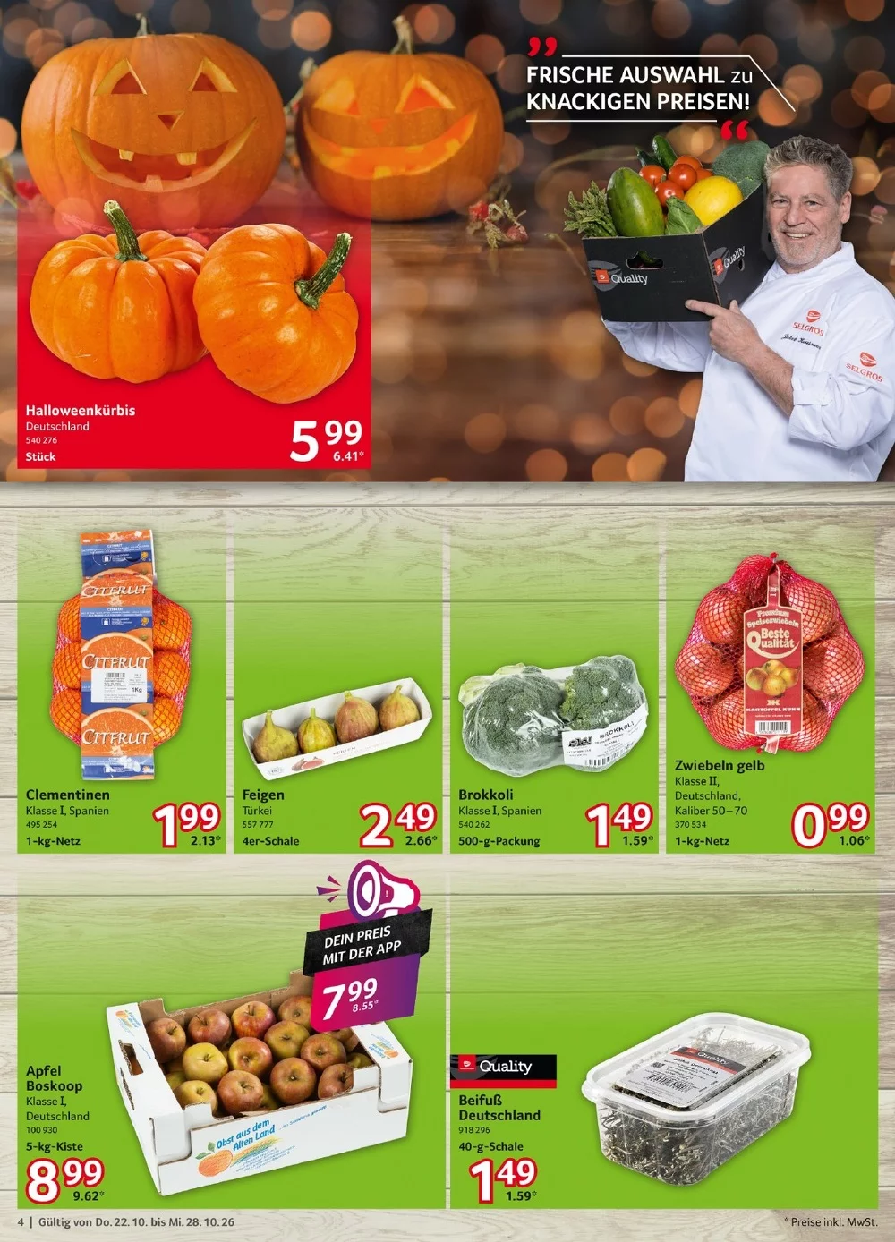 Selgros Prospekt (Food) 22.10.2026 bis 28.10.2026 4 selgros prisoekt oktober 22 28 4
